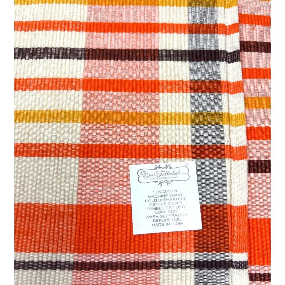 Ribbed Cotton Placemats Heavy-duty Woven Plaid Fall-themed Colors Set of Six
